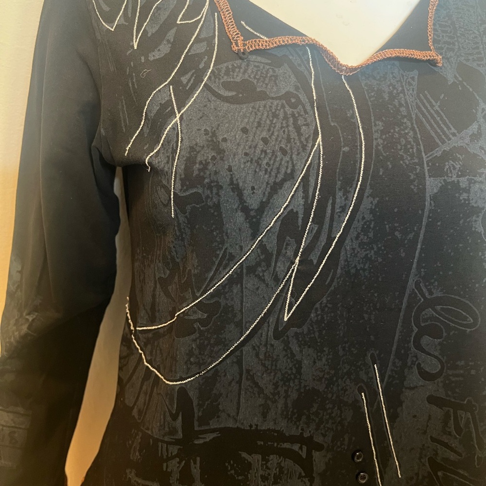 Cop.Copine Black and Orange Long Sleeve Top - Picture 3 of 10